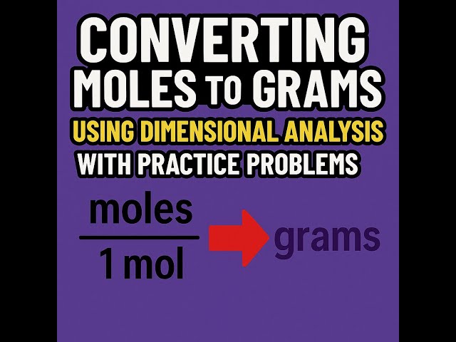 Converting Moles to Grams Using Dimensional Analysis With Practice Problems -- Stoichiometry