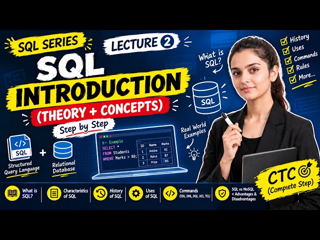 SQL Introduction in Hindi | What is SQL? | SQL Commands, DDL, DML, DQL, DCL, TCL | Lecture 2