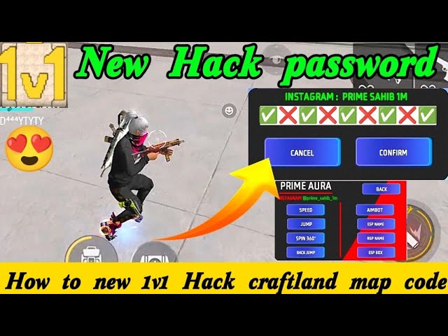 How to new 1v1 hack craftland map code | new chinging password hack map ff | full video end ||