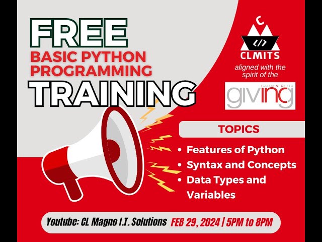 FREE PYTHON KICK START TRAINING | TAGALOG | #clmits #incgiving