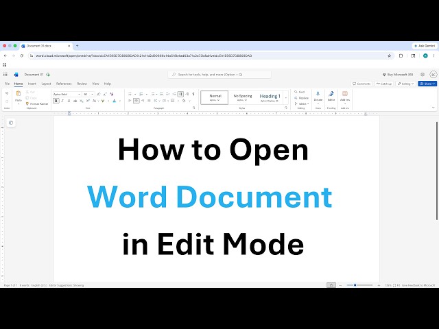 How to Open Word Document in Edit Mode not Read Only