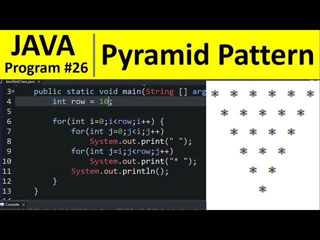 Java Program #26 - Print Reverse Pyramid Star Pattern in Java