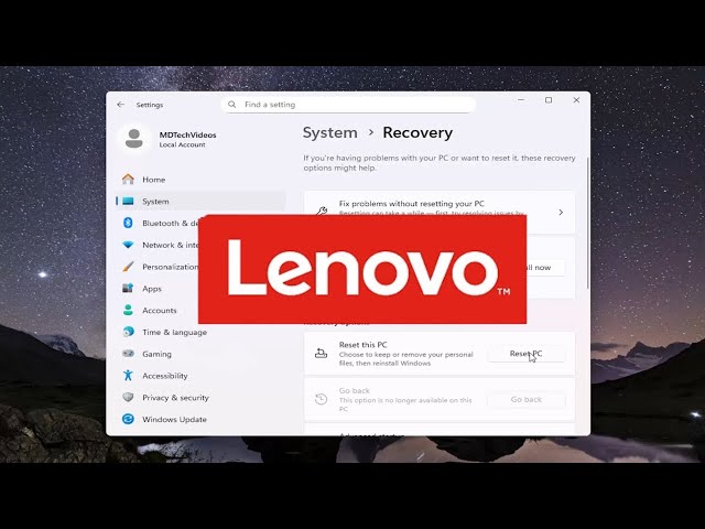 How to Reset Your PC to Factory Defaults - Lenovo Laptop [Tutorial]