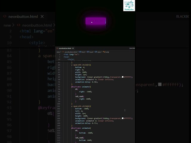 Neon Glowing Button ✨🔥 | Pure HTML & CSS Animation 💡 #coding #webdesign #webdevelopment #frontenddev