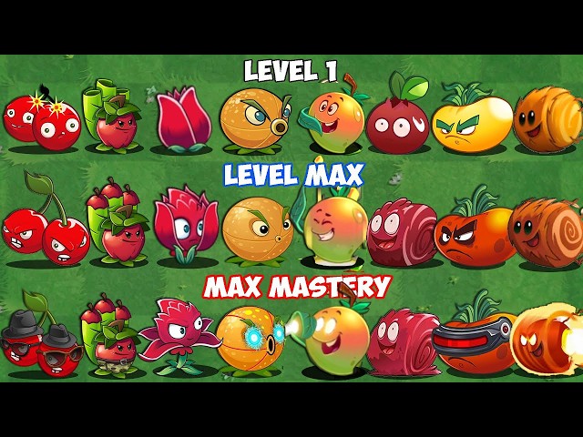 Every RED & ORANGE Plants Level 1 vs Max Level vs M200 - Who Will WIn? - Pvz 2 Plant vs Plant