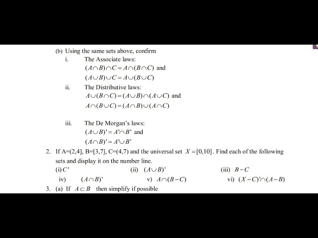 TUTORIAL 1 PART A, PRACTICAL QUESTIONS ON SETS, DEMOGAN'S LAW,PROVING SET THEORIES ROSTER NOTATION O