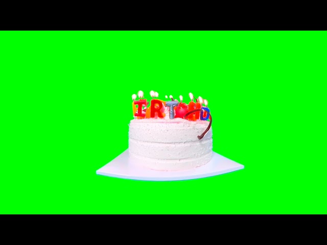 Augmented Reality Birthday Cake 360 (GREEN SCREEN 4K) Footage  For AR Projects