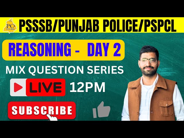 PSSSB | REASONING | MIX MCQ | VDO | PATWARI | #punjabclasses #reaction