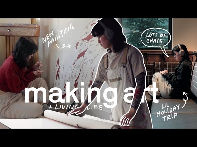 artist studio vlog ★ starting a new painting, new years reflections & a cozy lil trip