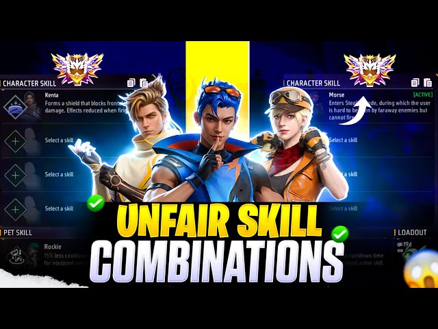 TOP 3 UNFAIR CHARACTER SKILL COMBINATIONS ✅ || Best Character Combination For Br Rank & Cs Rank