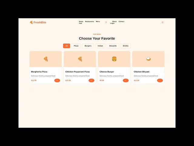 FreshBite – Online Food Ordering Website | Web Development Internship Project.
