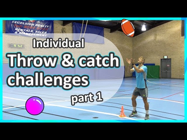 🤾🏻‍♀️🏈6 individual Throwing & Catching challenges: Part 1 (grades K-3) | Teaching Fundamentals of PE