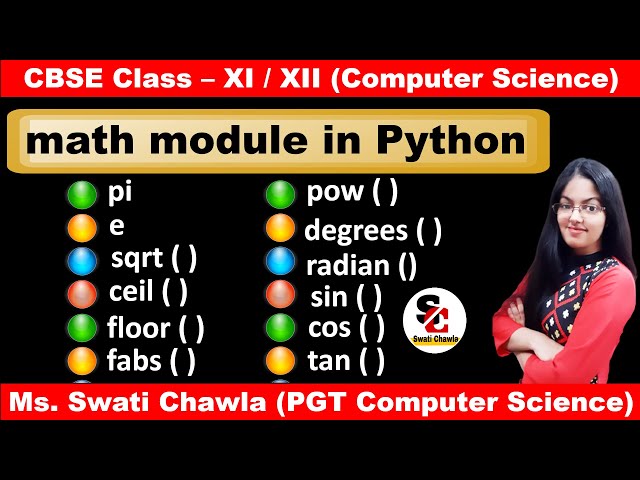 math module in Python | Mathematical functions in Python | CBSE Class 11 and 12 Computer Science