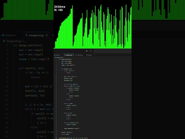How Merge Sort works! #sortingalgorithms #sorting #python #windows #visualisation