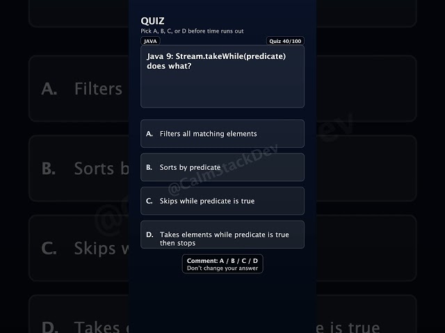 Quiz-140 | Stream.takeWhile behavior? | #shorts #java #quiz