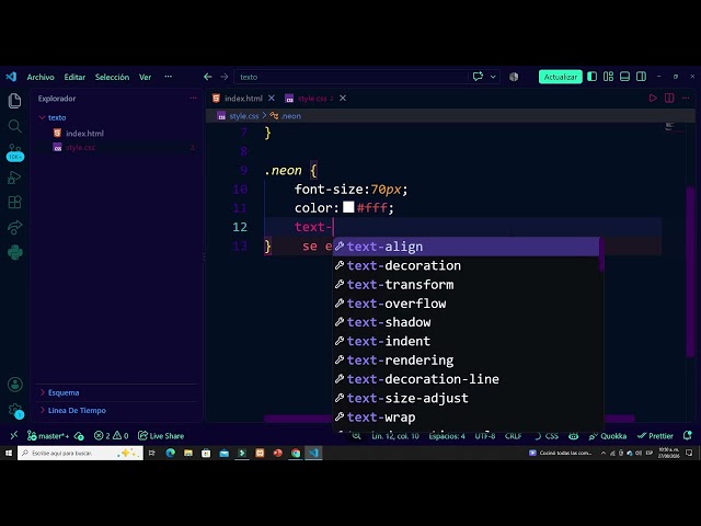 TEXTO ANIMADO CON HTML Y CSS