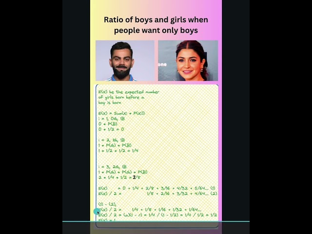 17.3 Ratio of boys & girls where people only want boys #puzzles #riddle #viratkohli #anushkasharma