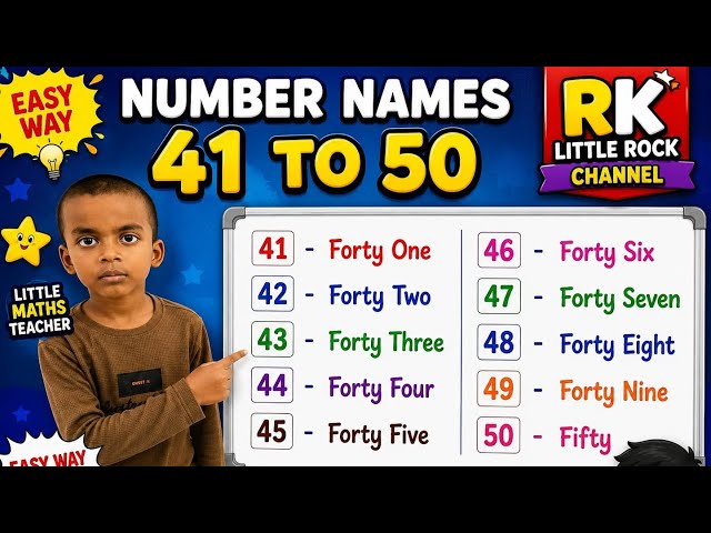 Numbers Name 41 - 50 Learn Easy Way