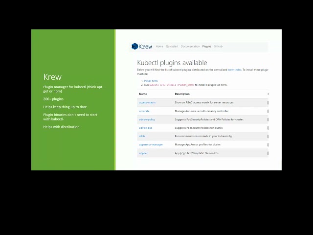 Extending kubectl with plugins and krew