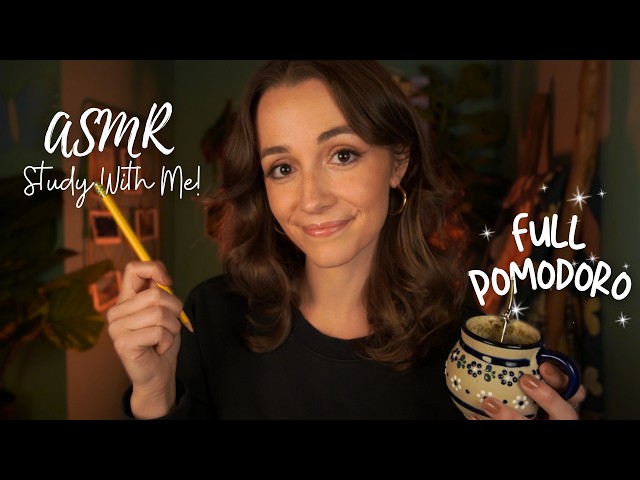 ASMR Study with Me! 💖 Cozy FULL Pomodoro Session with Timer & Breaks (& gentle rain 🌧️)