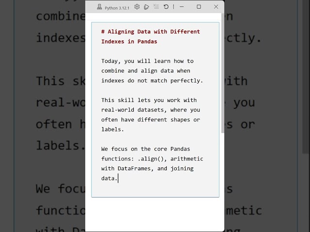 01 Introduction to Aligning Data with Different Indexes in Pandas