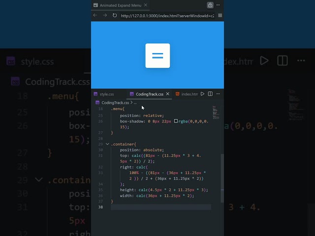 ✨ Animated Menu Button 🔥| Smooth UI Animation | HTML | CSS | JS | #htmlcss #js #animation #shorts