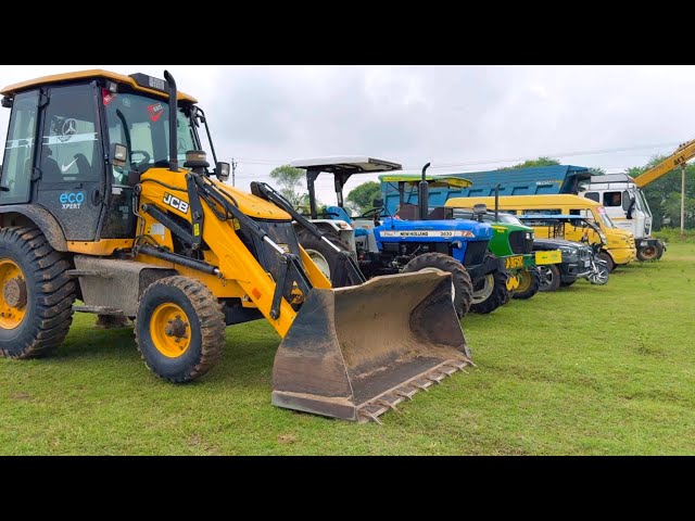 Jcb 3dx loading Mud in TATA Tippers TractorsSwaraj 855F New Holland 3630 Tractor 4x4new Thar Truck