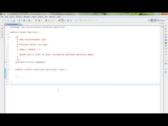 CTRL SHIFT L ECLIPSE   SHORT CUT KEY DEMO
