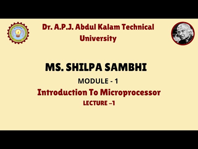 Introduction To Microprocessor (Module-1) Lecture-1 by Ms Shilpa Sambhi