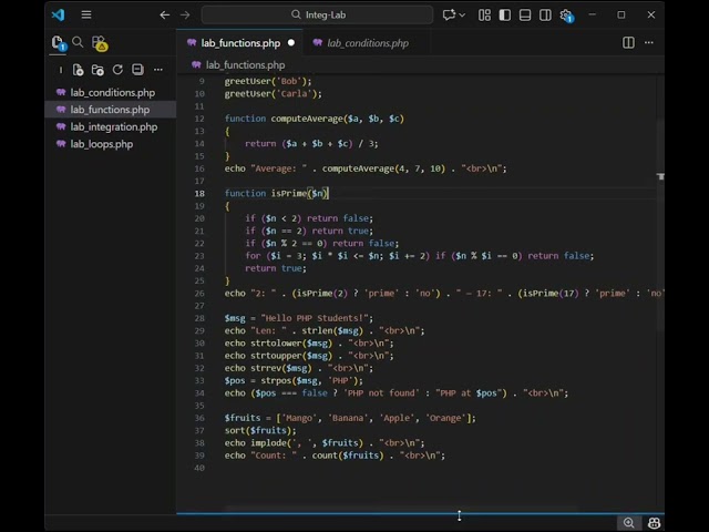 Laboratory 8: PHP Control Structures and Functions