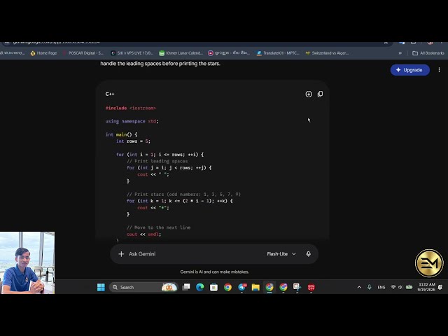 C/C++ Programming Tutorial | Triangle Number Pattern & Nested Loops