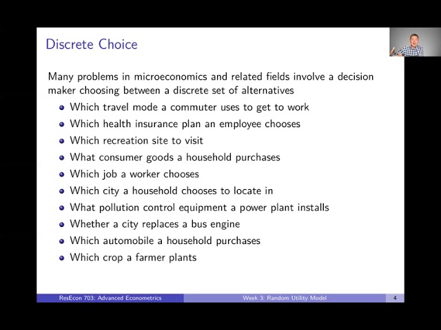 Week 3: Random Utility Model | Video 1: Discrete Choice