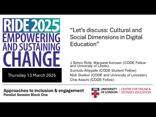 RIDE 2025 - "Lets discuss": cultural and social dimensions in Digital education