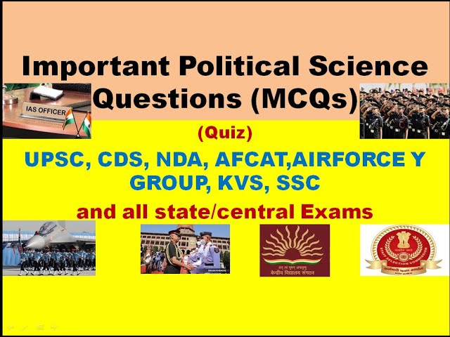 Important Political Science Questions (MCQs) Quiz for all state/central Exams #gk