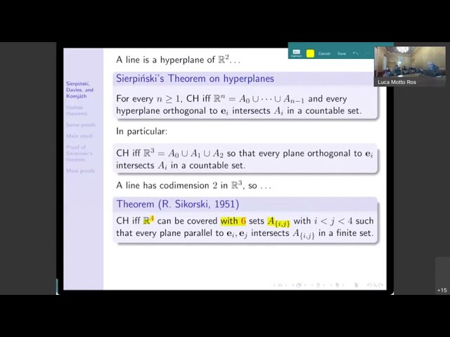 11/03/2022 - Alessandro Andretta, "Sierpiński's partitions with Σ^1_2 pieces"