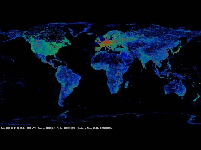 OpenStreetMap nodes history 2006-2016