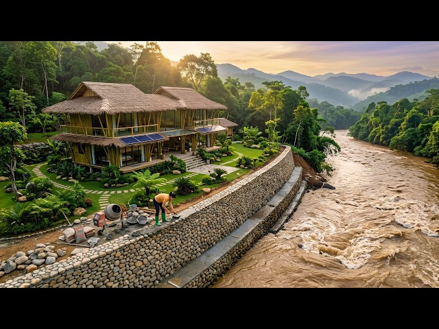 How The Girl Builds A Strong Stone Retaining Wall To Protect Her Home During Flood Season In 10 Days