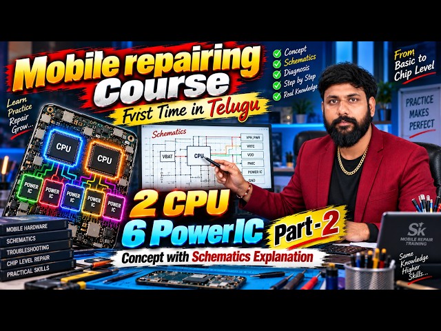 2 CPU & 6 Power IC Explained with Schematics | Mobile Repairing Course in Telugu | Part 2