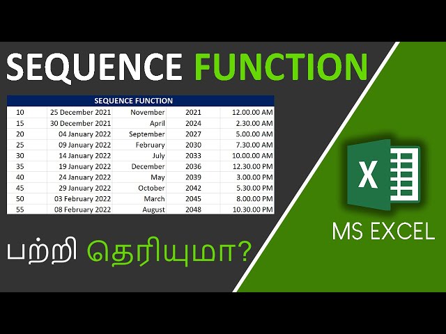 Sequence Function in Excel in Tamil