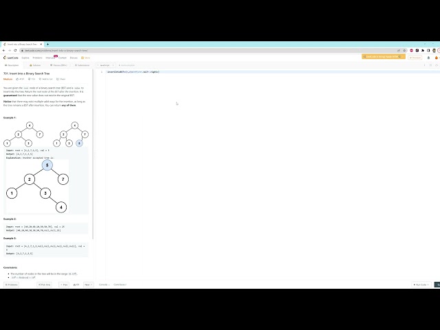 701. Insert into a Binary Search Tree - JavaScript - One Line