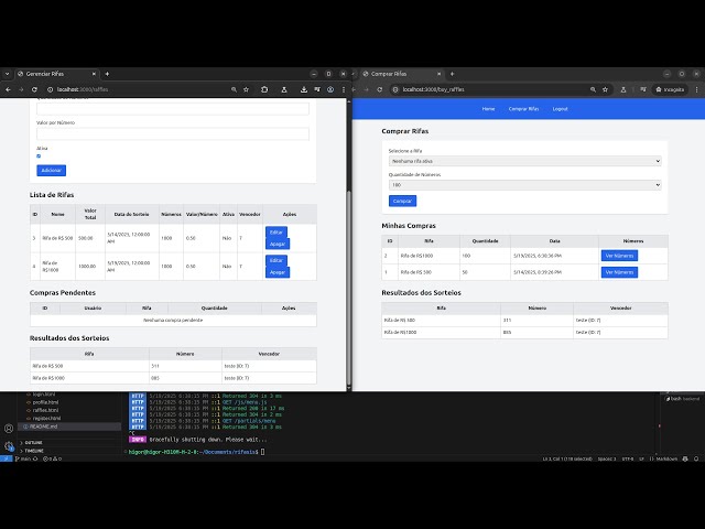 Sistema completo de sorteio de rifas com backend Node.js (Express)