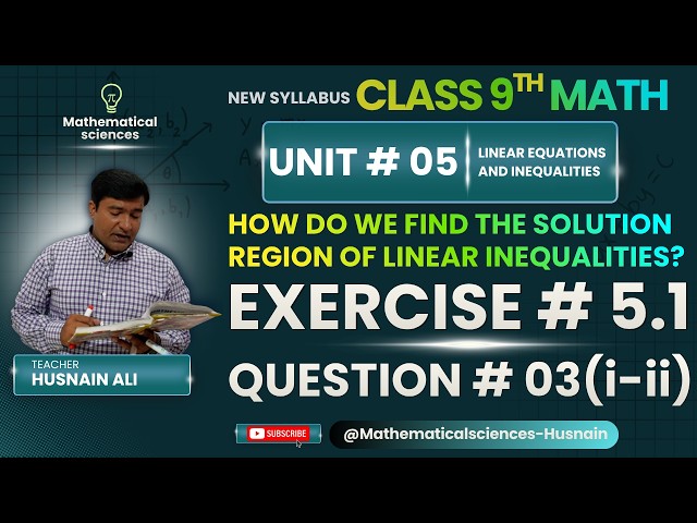 Class 9 Math | Exercise 5.1 Question 3 (i & ii) | Shade the Solution Region | Unit 5, Husnain ali