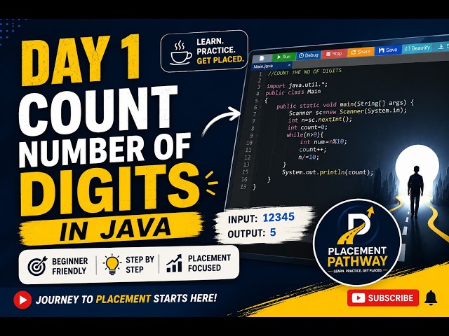Java for Placements Day 1 | Count Number of Digits | Java for Beginners