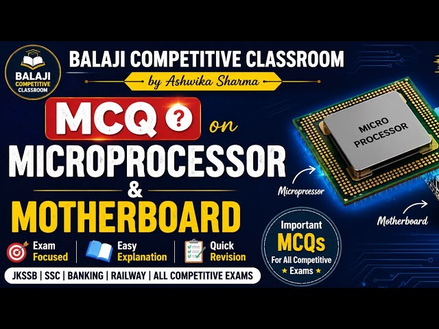 MCQ on Microprocessor & Motherboard 💻 | Important Computer GK for JKSSB, SSC & all Competitive Exams