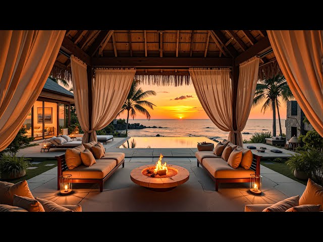Luxury Patio Space And Soothing Jazz For Relaxation - Jazz Instruments And A Cozy Sunset Atmosphere