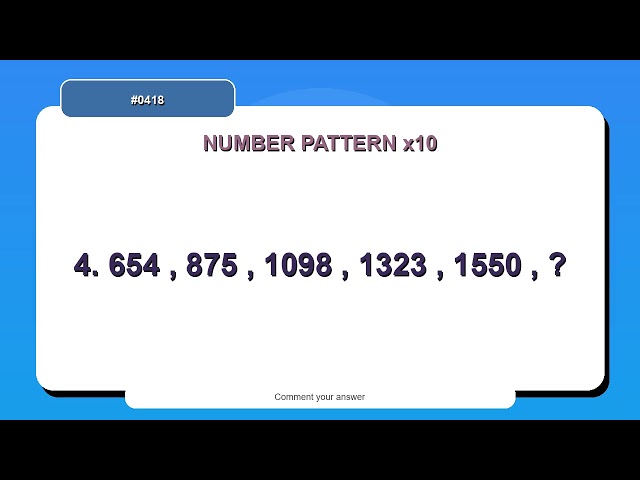 Number Pattern Challenge #0418 | 10 Number Pattern Practice Questions