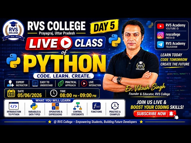 Python Complete Course in Hindi | Beginner to Advanced | RVS College #python #tranding #vira