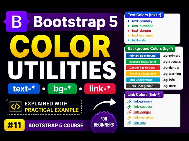 Learn Bootstrap 5 Color Utilities | Text, Background & Link Colors | Beginner Friendly