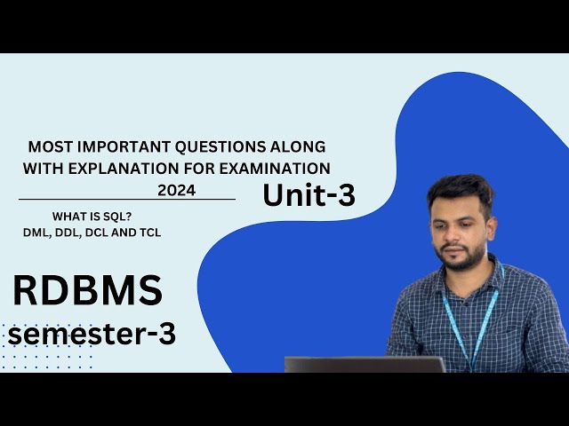RDBMS || UNIT-3|| Most important questions from examination 2024|| | semester-3 || #ou
