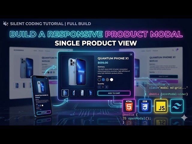 Silent Coding product view modal in product page using HTML, CSS, JavaScript and Tailins